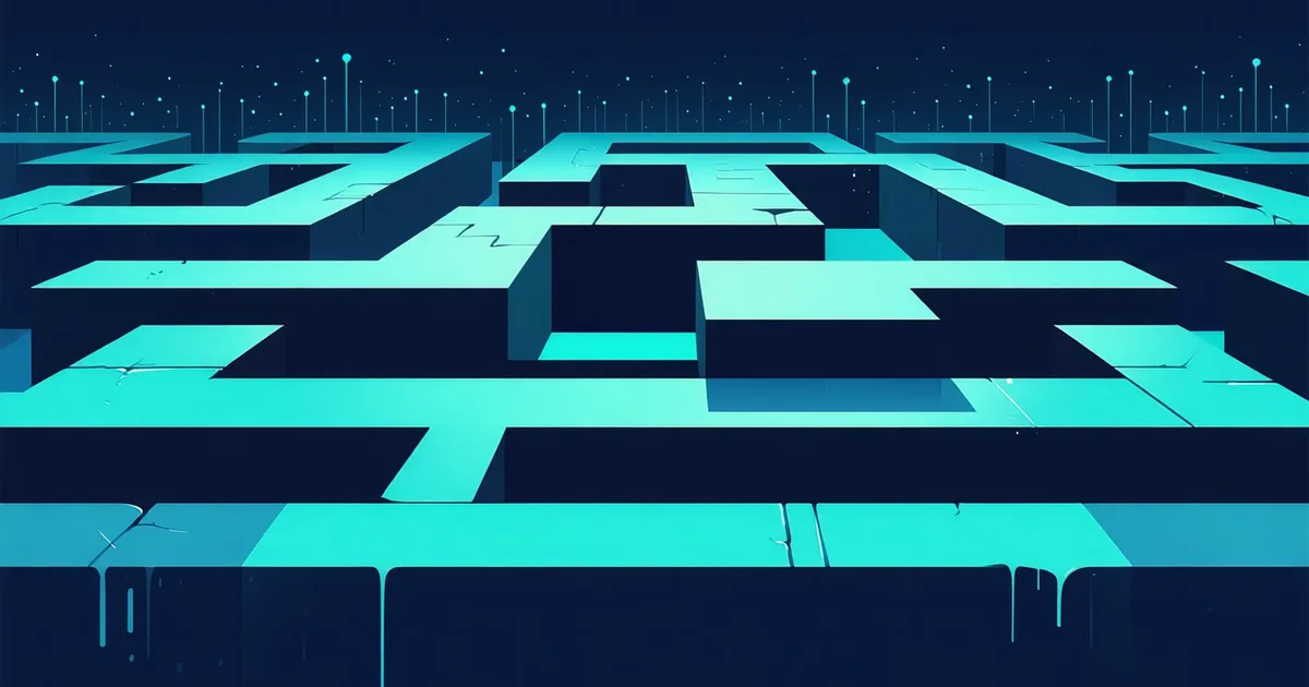 Abstract maze representing enterprise wiki dead ends and outdated documentation